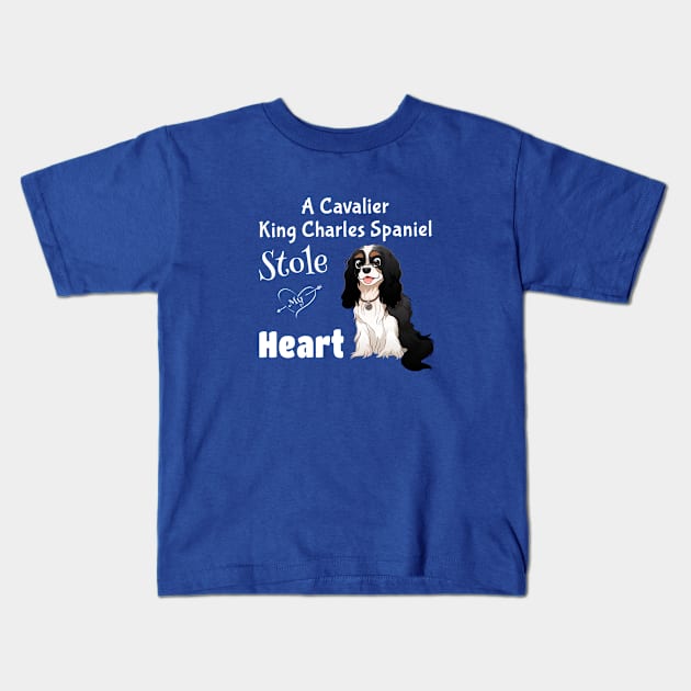 My Tri-Colored Cavalier King Charles Spaniel Stole My Heart Kids T-Shirt by Cavalier Gifts
